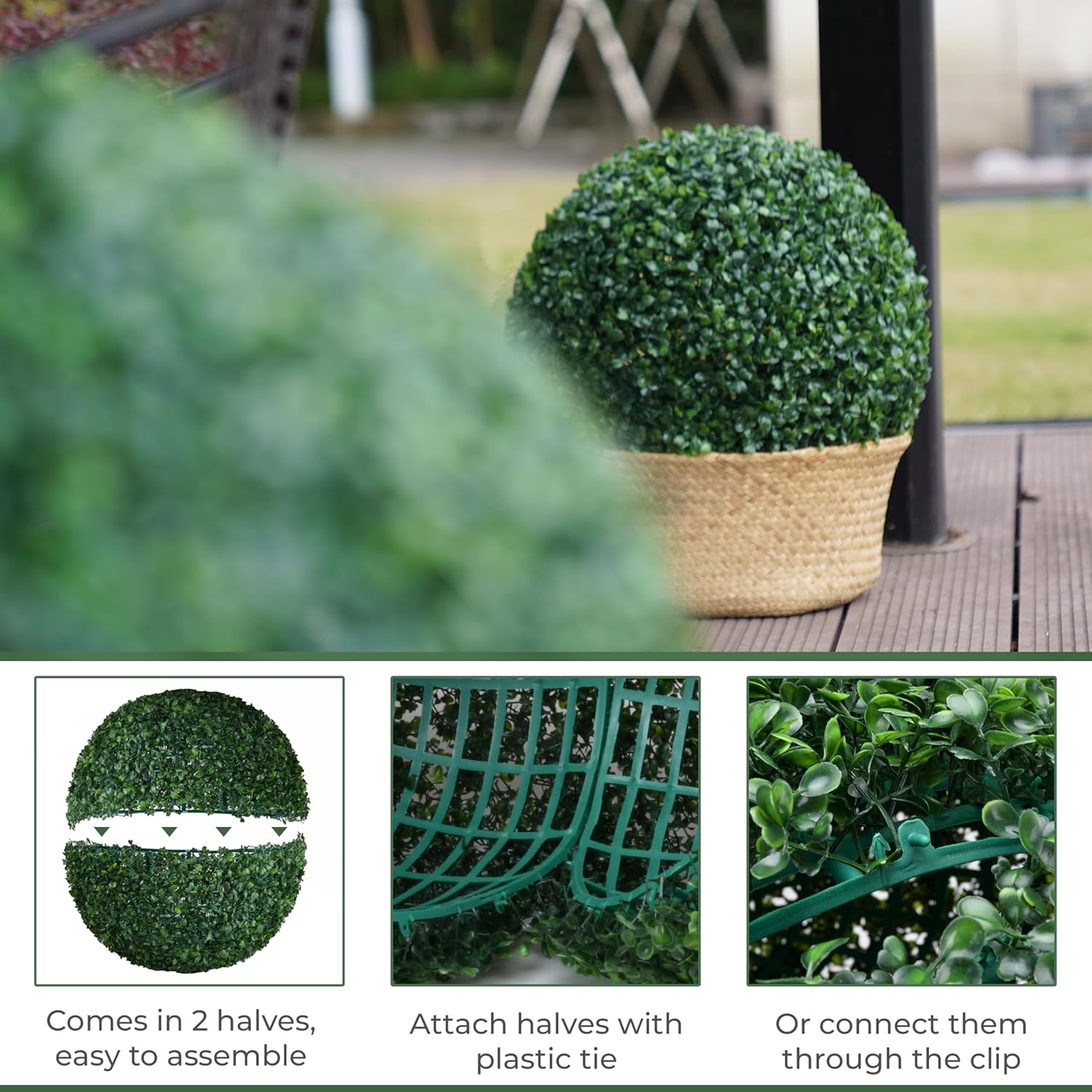 Faux Topiary Boxwood Balls – 2 Pieces Artificial Boxwood Topiary Plant Balls for Indoor & Outdoor Decorations